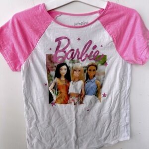 Jumping Beans Barbie Pink and White Kids T-Shirt.  Size 12 girls​